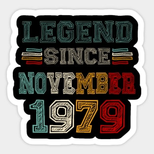 44 Years Old Legend Since November 1979 44th Birthday Sticker